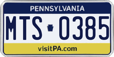PA license plate MTS0385