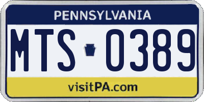 PA license plate MTS0389