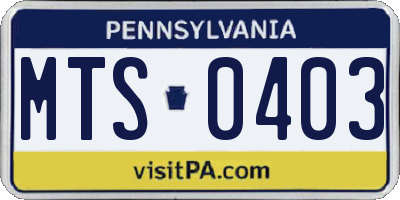 PA license plate MTS0403