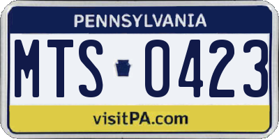 PA license plate MTS0423