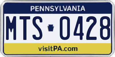 PA license plate MTS0428