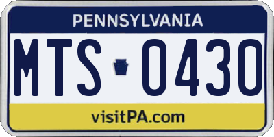PA license plate MTS0430