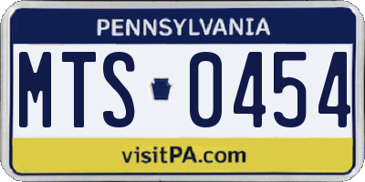 PA license plate MTS0454