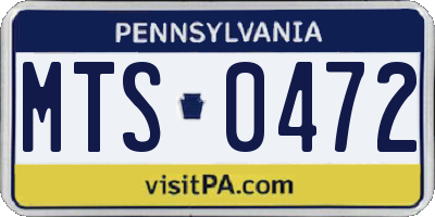 PA license plate MTS0472
