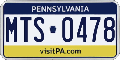 PA license plate MTS0478
