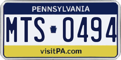 PA license plate MTS0494