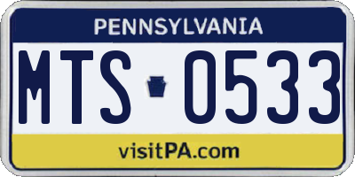 PA license plate MTS0533