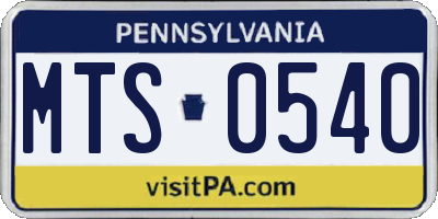 PA license plate MTS0540