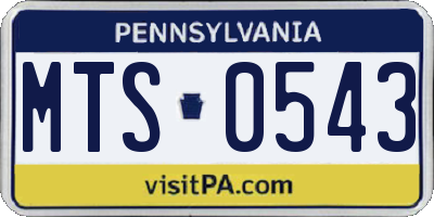 PA license plate MTS0543