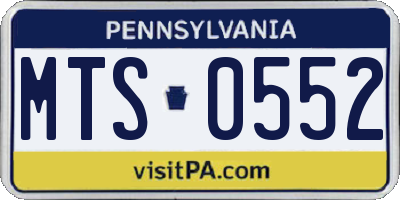 PA license plate MTS0552