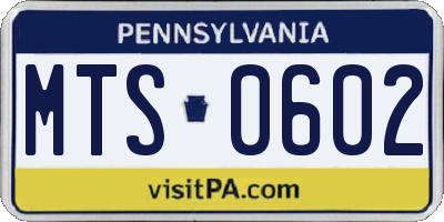 PA license plate MTS0602