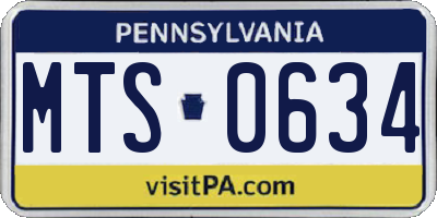 PA license plate MTS0634