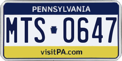 PA license plate MTS0647