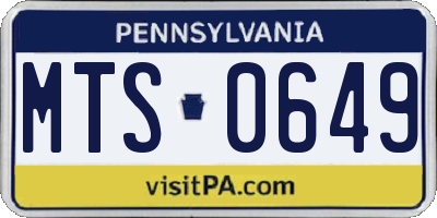 PA license plate MTS0649