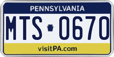 PA license plate MTS0670