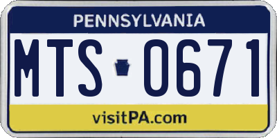 PA license plate MTS0671
