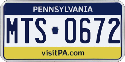 PA license plate MTS0672