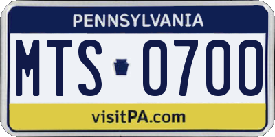 PA license plate MTS0700