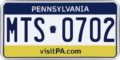 PA license plate MTS0702