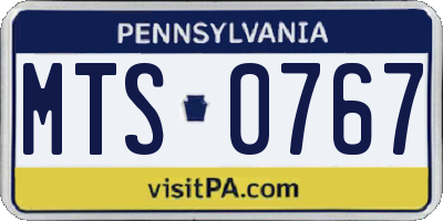 PA license plate MTS0767