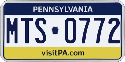 PA license plate MTS0772