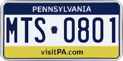 PA license plate MTS0801