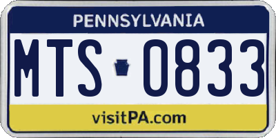 PA license plate MTS0833
