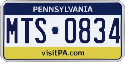PA license plate MTS0834