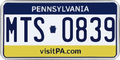 PA license plate MTS0839
