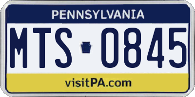 PA license plate MTS0845