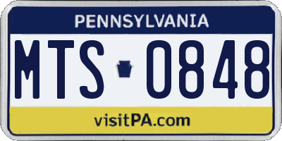 PA license plate MTS0848