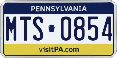 PA license plate MTS0854