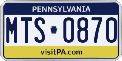 PA license plate MTS0870