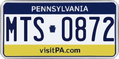 PA license plate MTS0872