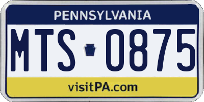 PA license plate MTS0875