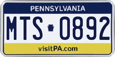 PA license plate MTS0892