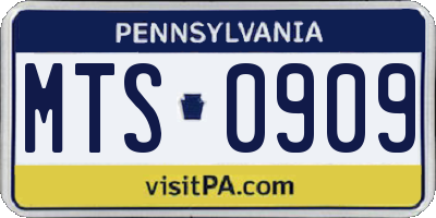 PA license plate MTS0909