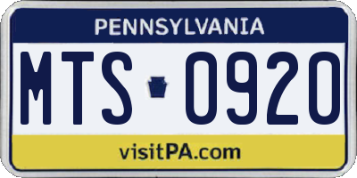 PA license plate MTS0920