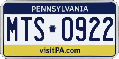 PA license plate MTS0922