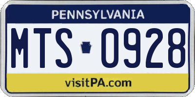 PA license plate MTS0928