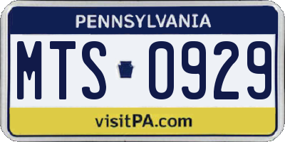 PA license plate MTS0929
