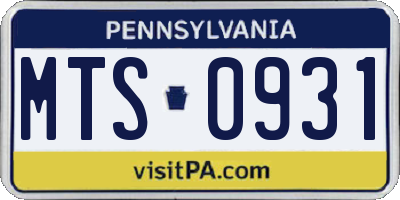 PA license plate MTS0931