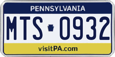 PA license plate MTS0932