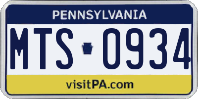 PA license plate MTS0934