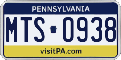PA license plate MTS0938