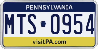 PA license plate MTS0954