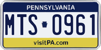 PA license plate MTS0961