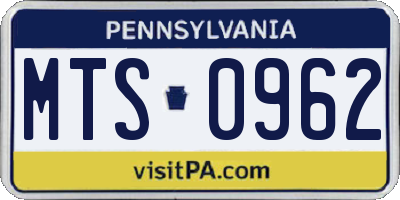 PA license plate MTS0962