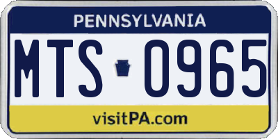 PA license plate MTS0965