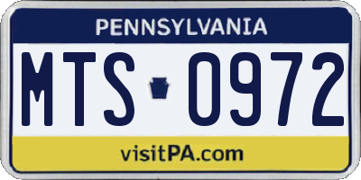 PA license plate MTS0972